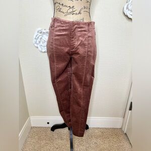 Anthropologie The Essential Slim Velvet Trousers Sz 8 in Bronze Brown Color